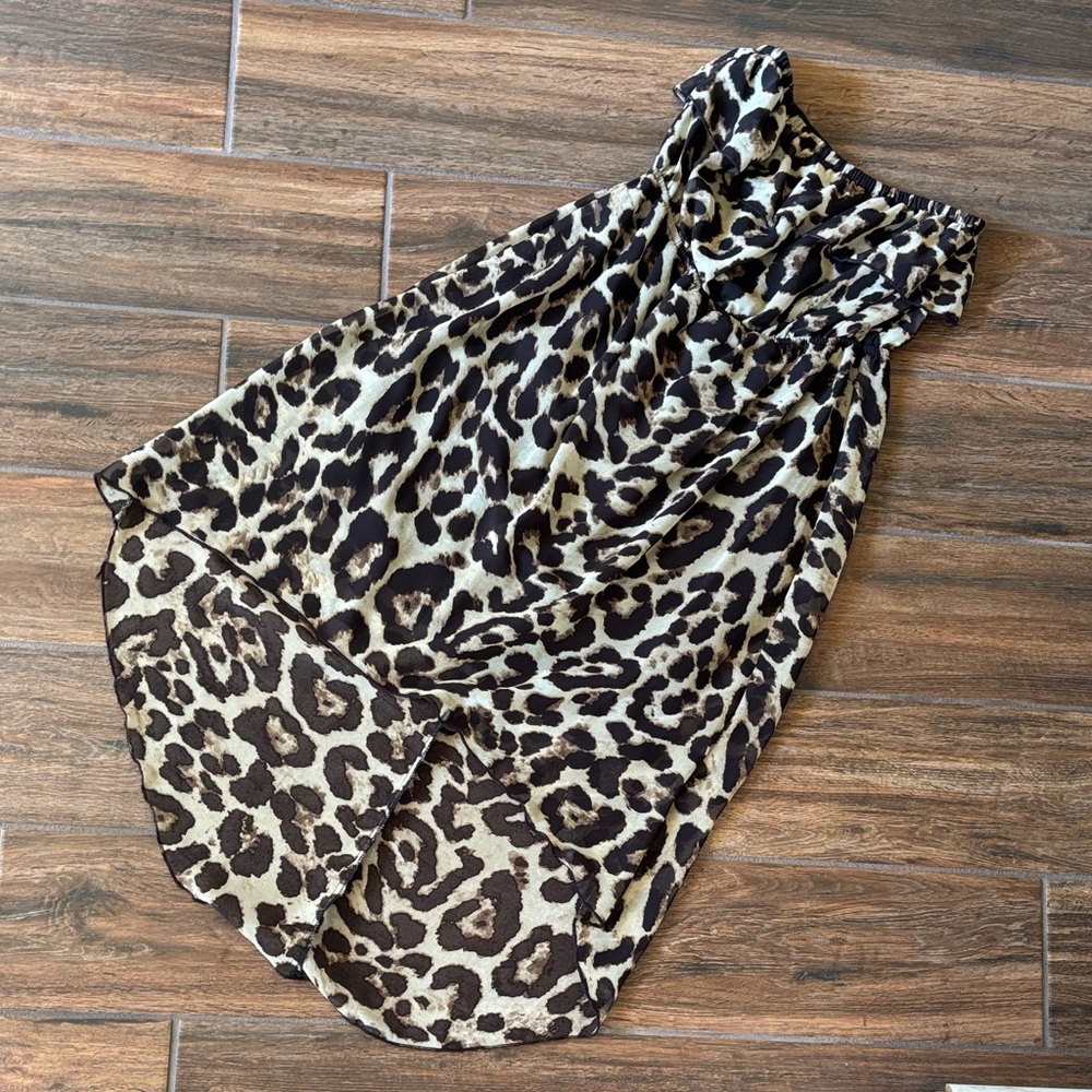 EUC Rhapsody Leopard Print Strapless Dress